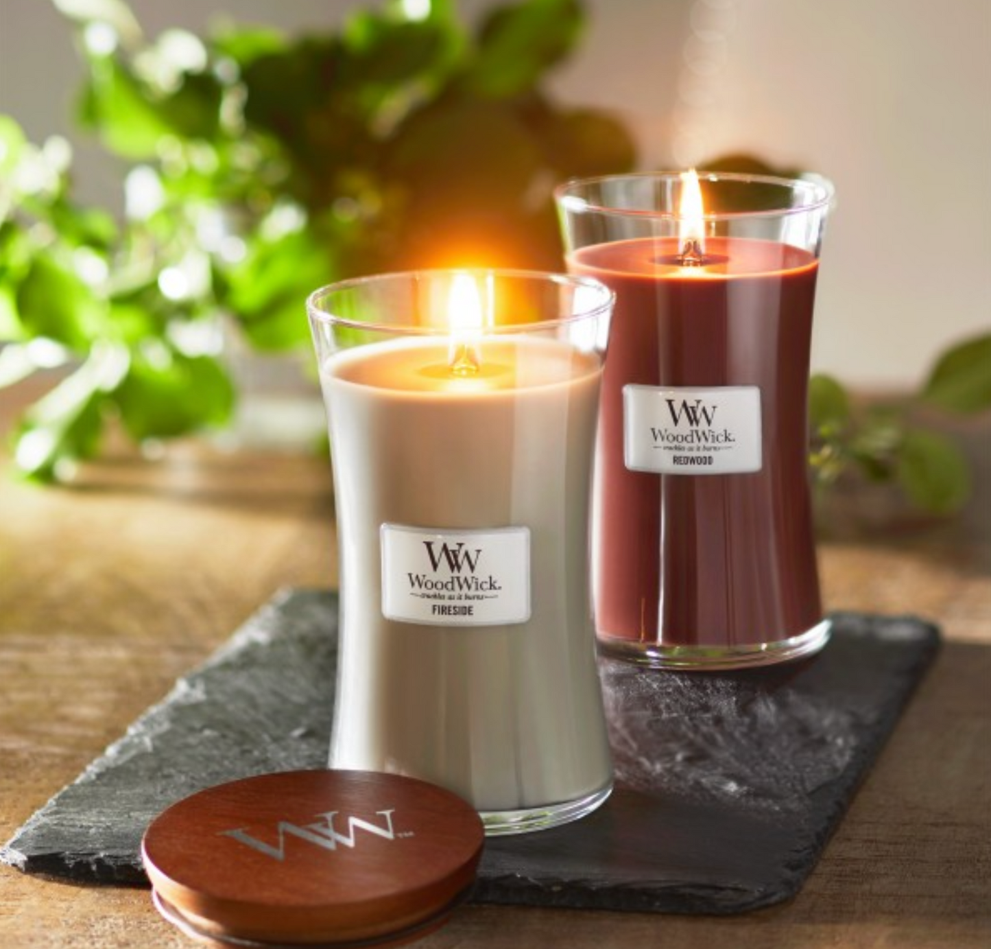 Candela Profumata WoodWick Large Hourglass – Fireside Redwood
