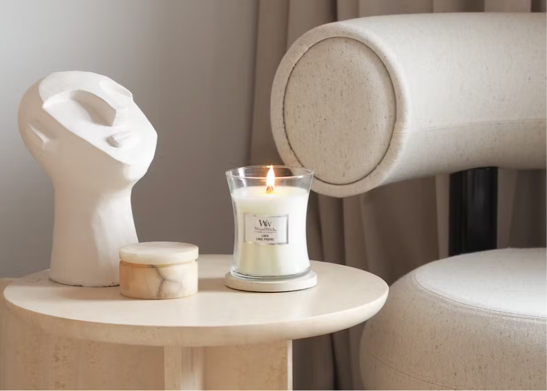Candela Profumata WoodWick Linen