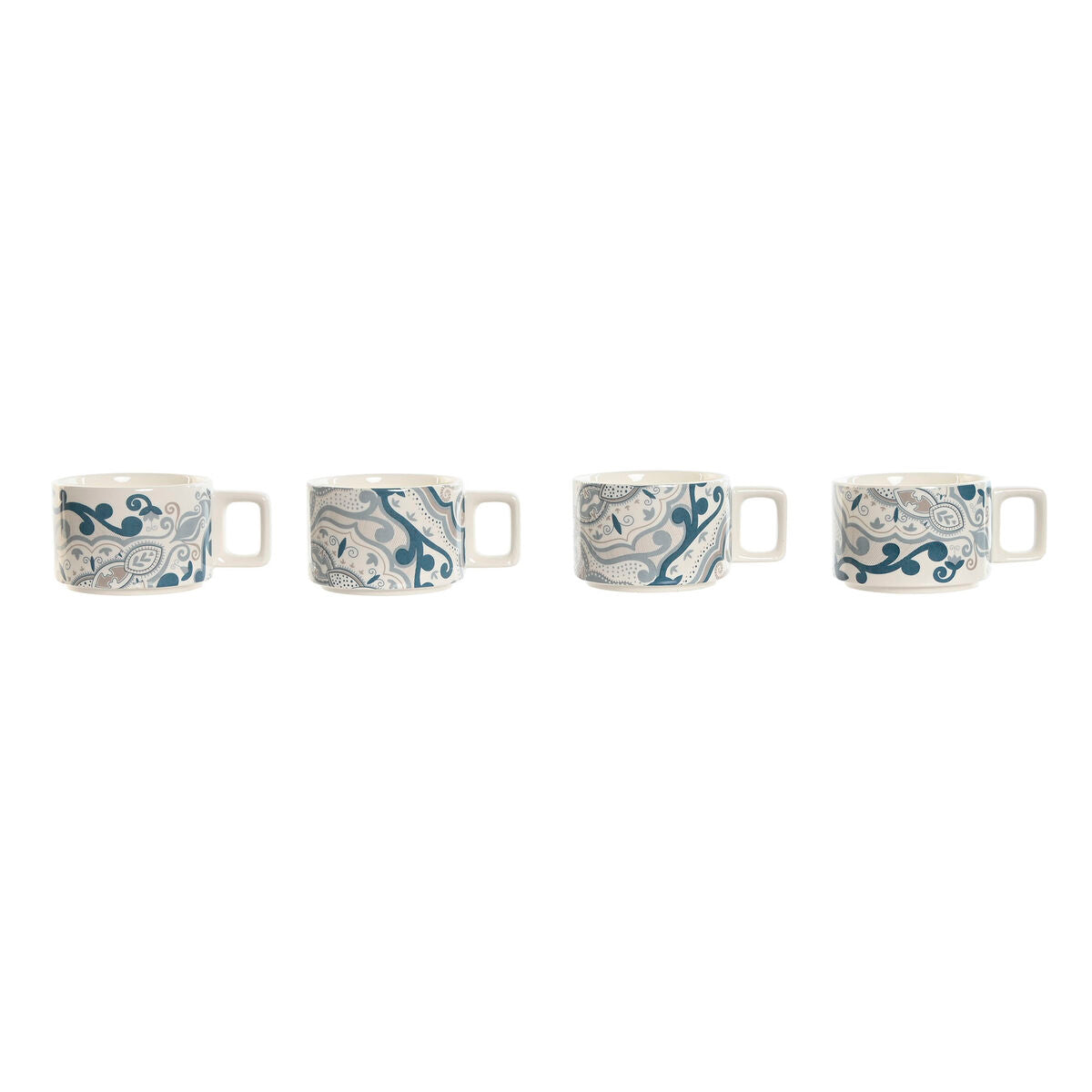 Set di Tazze da Caffè Home ESPRIT Beige Grigio Rosa Lilla Metallo Bambù Dolomite 260 ml
