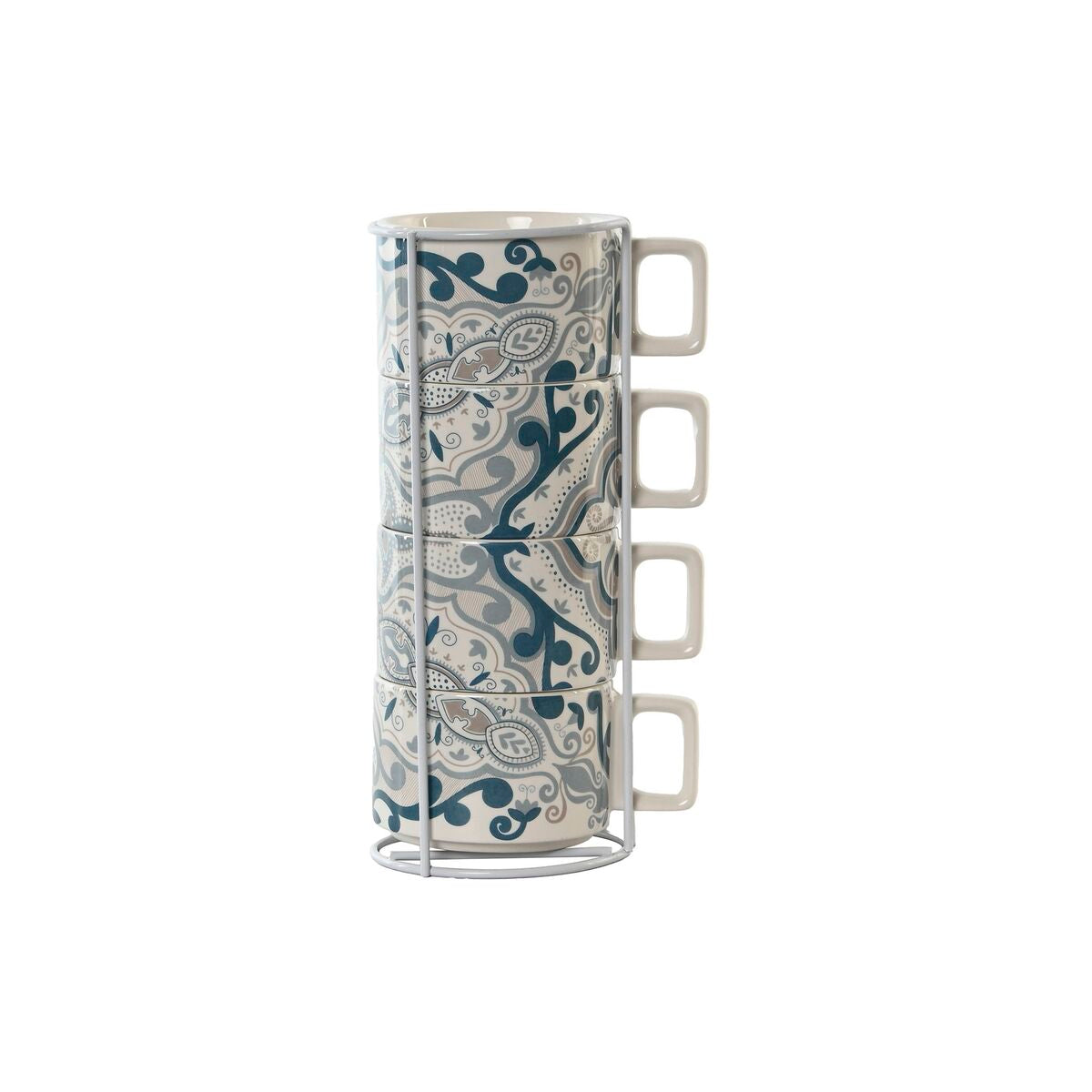 Set di Tazze da Caffè Home ESPRIT Beige Grigio Rosa Lilla Metallo Bambù Dolomite 260 ml