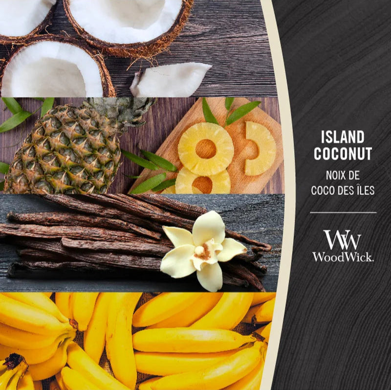 Candela Profumata WoodWick Ellipse – Island Coconut