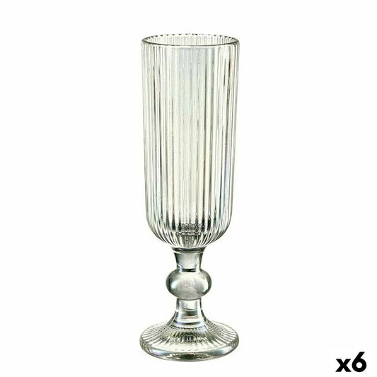 Calice da champagne Vivalto OCT-DK80006C Verde Vetro 160 ml Righe (6 Unità)