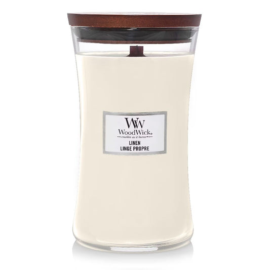 Candela Profumata WoodWick Large Hourglass - Linen 453g