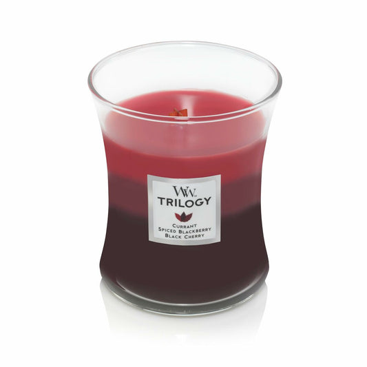 Candela Profumata WoodWick Trilogy - Currant, Spiced Blackberry, Black Cherry 275g