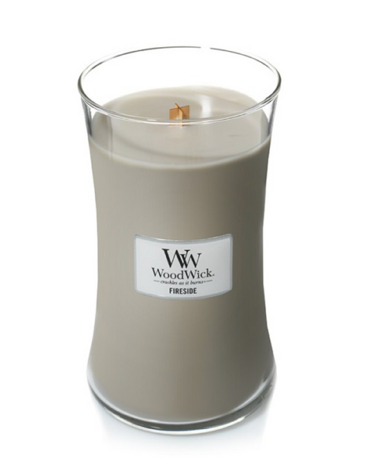 Candela Profumata Woodwick Large Hourglass – Fireside (609 g)