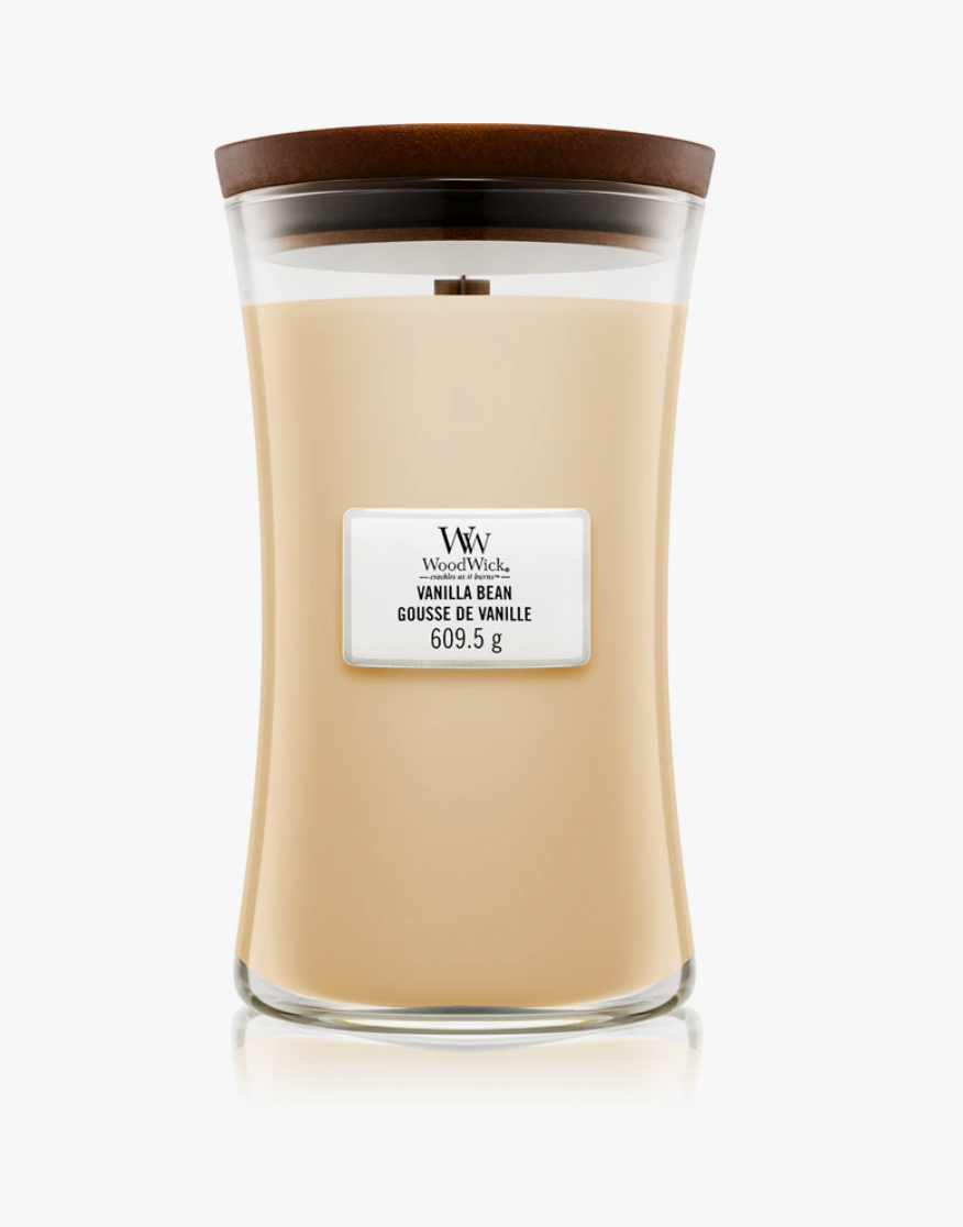 Candela Profumata Woodwick Large Hourglass – Vanilla Bean 609 g