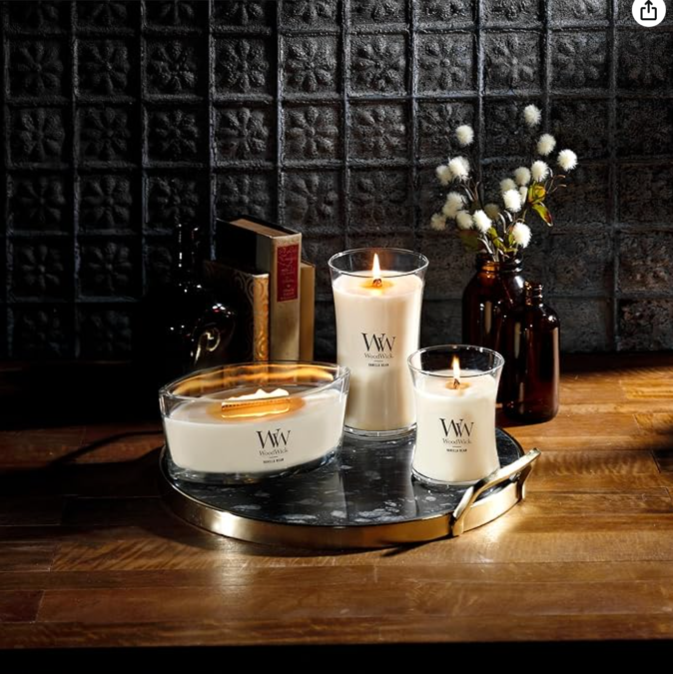 Candela Profumata Woodwick Large Hourglass – Vanilla Bean 609 g