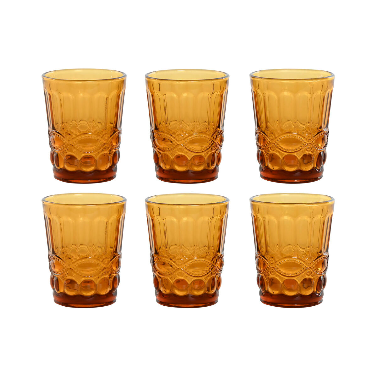 Set di Bicchieri Home ESPRIT Ambra Cristallo Con rilievo 240 ml (6 Unità)