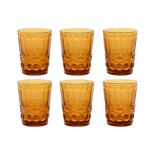 Set di Bicchieri Home ESPRIT Ambra Cristallo Con rilievo 240 ml (6 Unità)