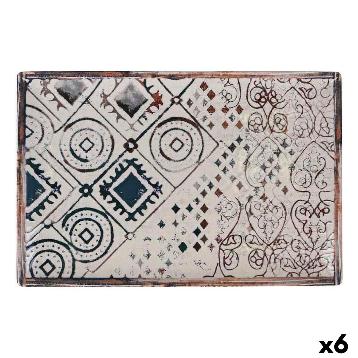 Teglia da Cucina La Mediterránea Grecia Porcellana Rettangolare 30 x 20 x 2,5 cm (6 Unità) 