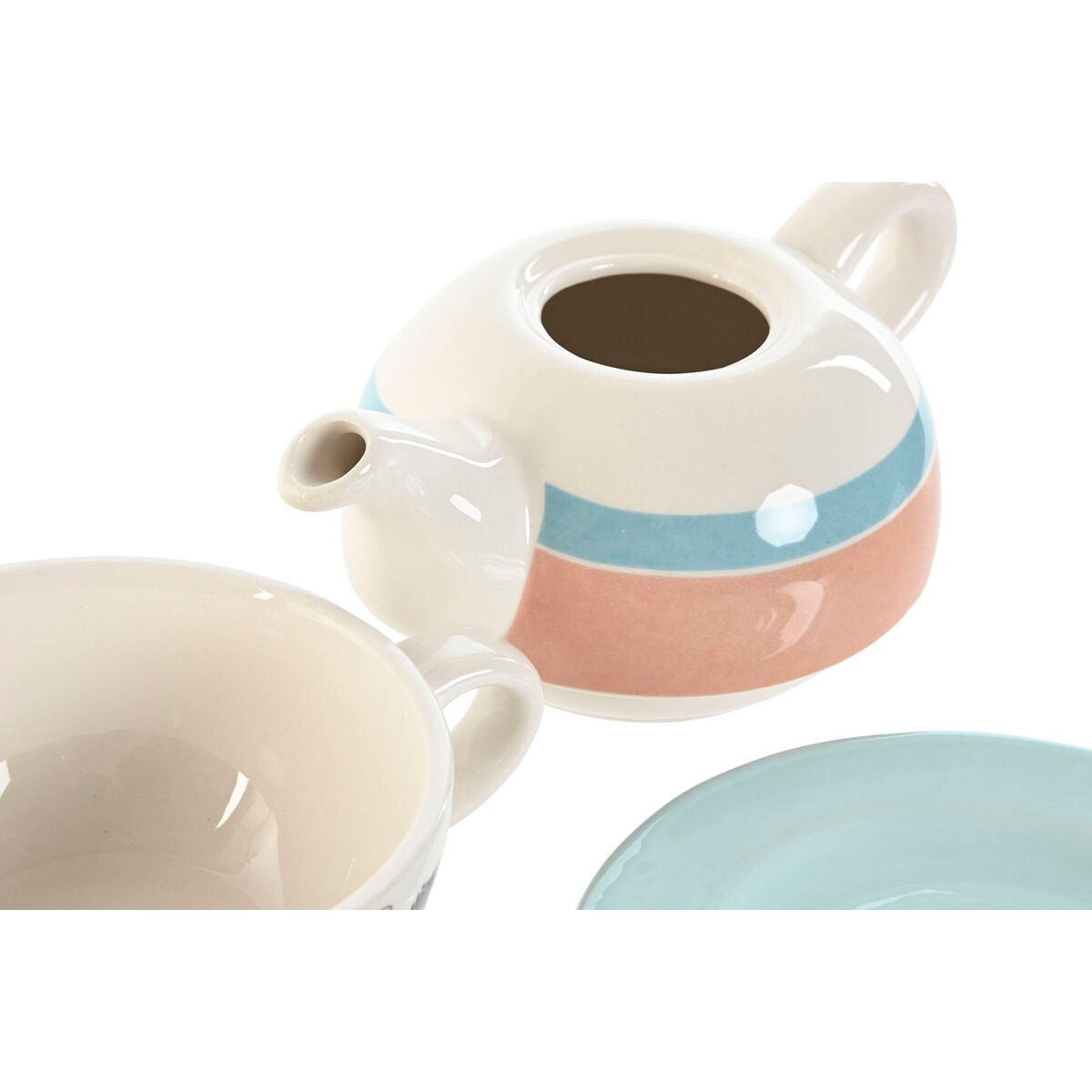 Teiera Home ESPRIT Azzurro Bianco Verde Rosa chiaro Dolomite 750 ml (2 Unità)